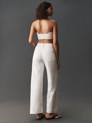 Anthropologie Maeve The Colette Full-Length Wide-Leg White Jeans - Image 3 of 4