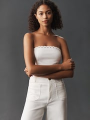 Anthropologie Maeve The Colette Full-Length Wide-Leg White Jeans - Image 4 of 4