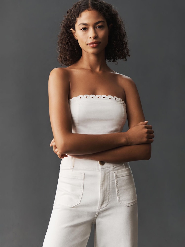 Anthropologie Maeve The Colette Full-Length Wide-Leg White Jeans - Image 4 of 4