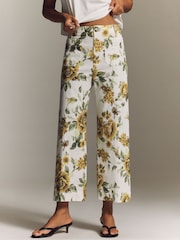 Anthropologie Maeve The Colette Cropped Wide-Leg Printed Linen Edition Trousers - Image 1 of 4