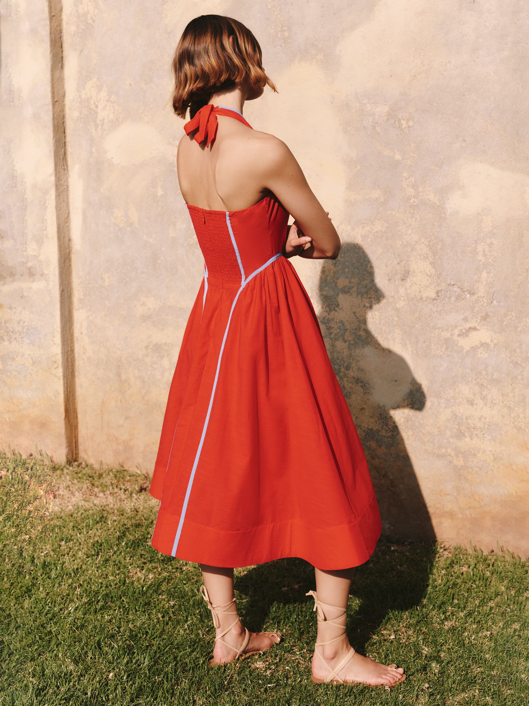 anthropologie red halter dress English Factory Halter Poplin Drop-Waist Mini Dress