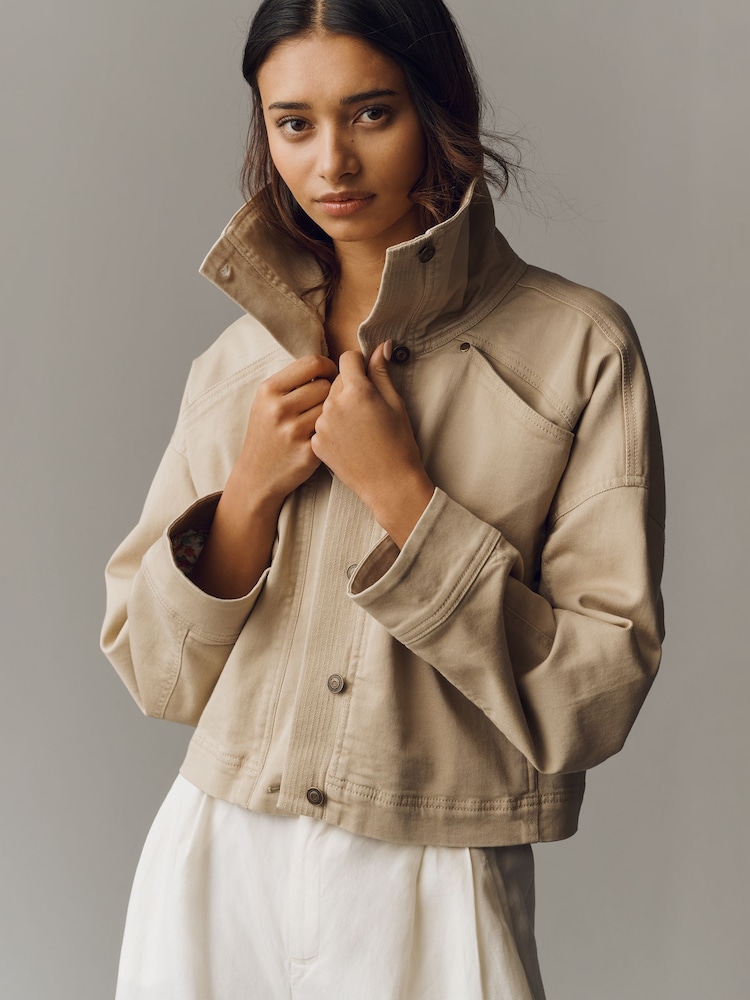 Anthropologie Funnel-Neck Utility Nude Jacket - Image 1 of 4
