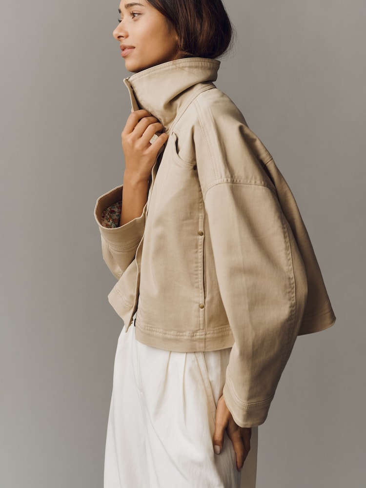 Anthropologie Funnel-Neck Utility Nude Jacket - Image 2 of 4