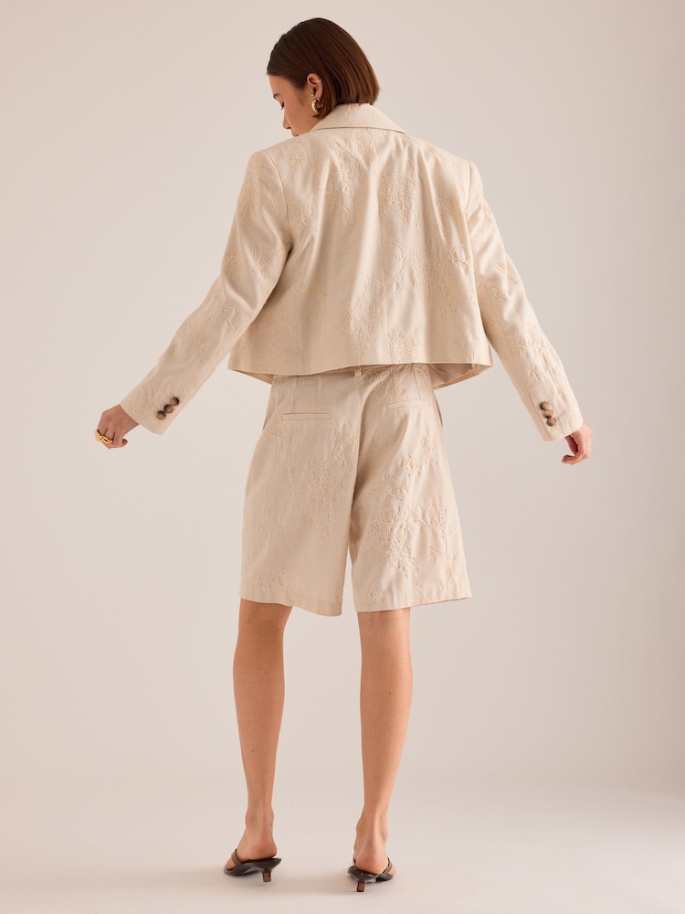 Anthropologie Maeve Embroidered Tailored Shorts - Imaginea 2 din 4