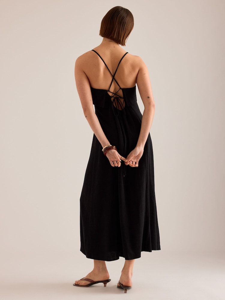 Anthropologie Lia Linen-Blend Beaded Strap Midi Dress - Image 4 of 4 Anthropologie Lia Linen-Blend Beaded Strap Midi Dress - Image 4 of 4