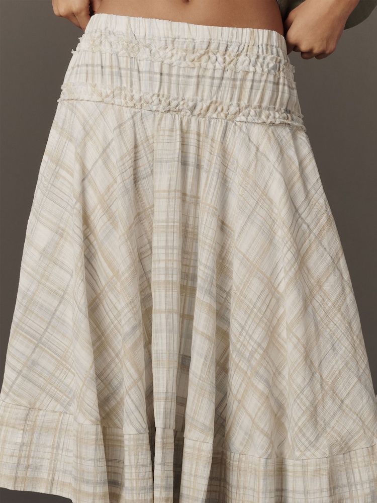 Anthropologie Natural Smocked Waist Cotton Midi Skirt - Image 2 of 3