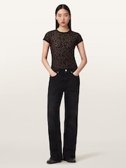 AllSaints Black Ellie Mesh T-Shirt - Image 2 of 7
