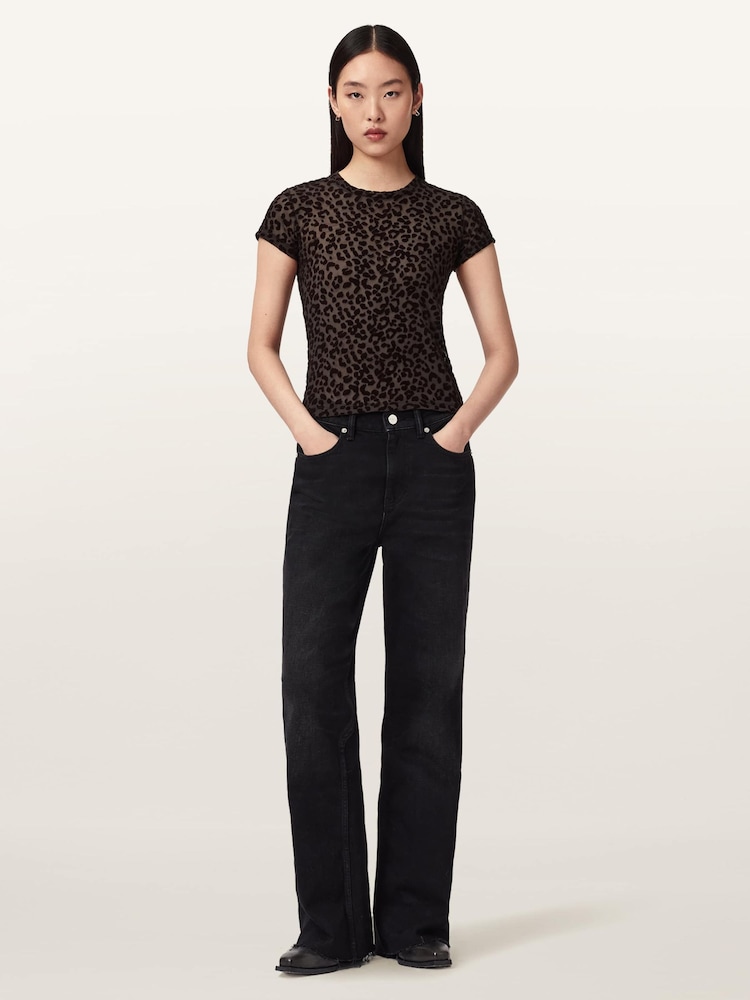 AllSaints Black Ellie Mesh T-Shirt - Image 2 of 7
