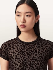 AllSaints Black Ellie Mesh T-Shirt - Image 3 of 7