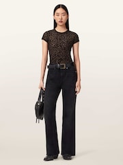 AllSaints Black Ellie Mesh T-Shirt - Image 6 of 7