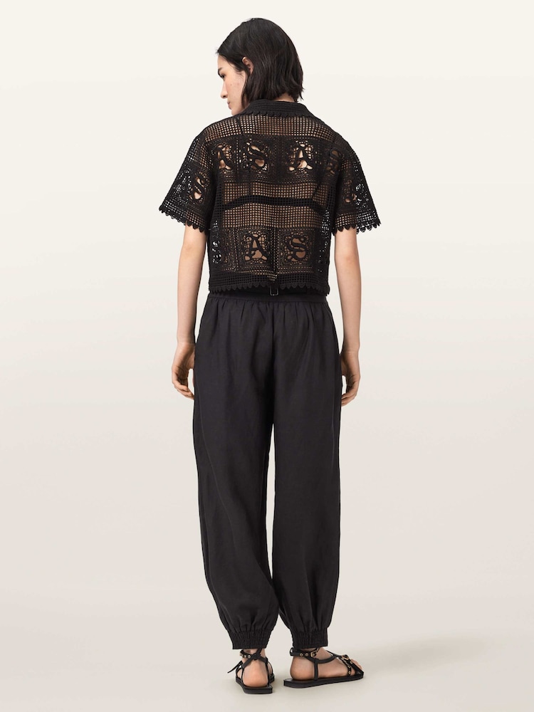 AllSaints Black Harrie Trousers - Image 2 of 6