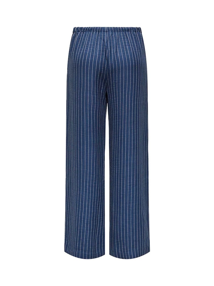 JDY Blue Pinstripe Wide Leg Trousers - Image 6 of 6