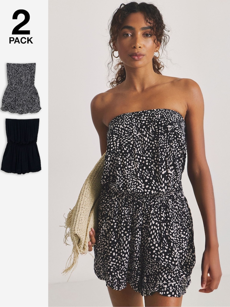 JD Williams Black Bandeau Beach Playsuits 2 Pack - Image 1 of 4 JD Williams Black Bandeau Beach Playsuits 2 Pack - Image 1 of 4