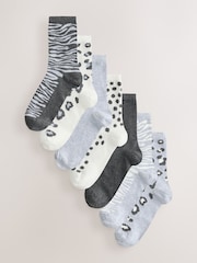 Grey Animal Ankle Socks 7 Pack - Image 1 of 10