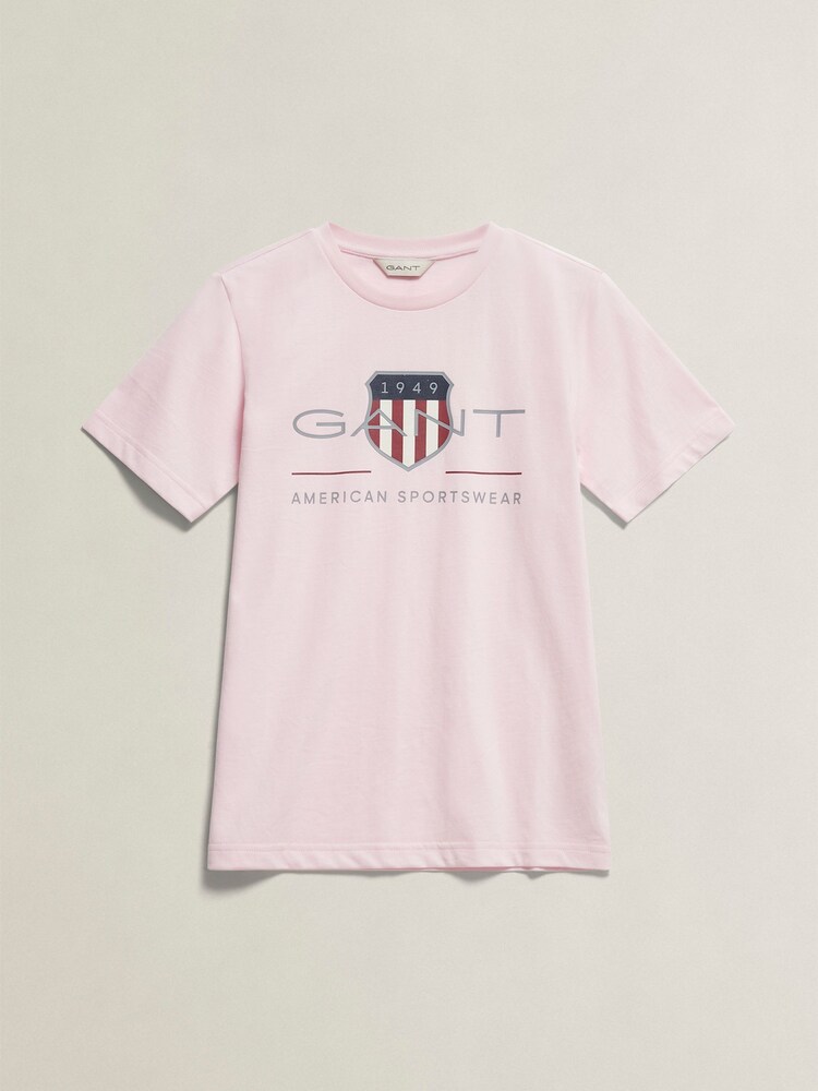 GANT Pink Archive Shield Short Sleeve T-Shirt - Image 1 of 2 GANT Pink Archive Shield Short Sleeve T-Shirt - Image 1 of 2