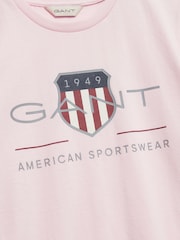 GANT Pink Archive Shield Short Sleeve T-Shirt - Image 2 of 2