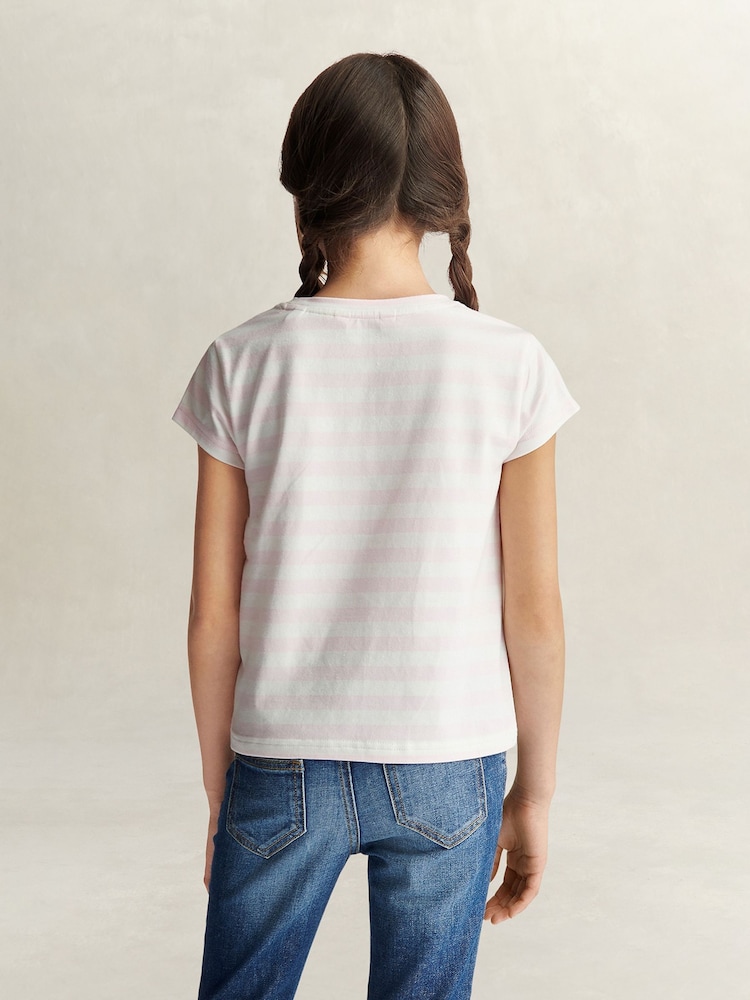 GANT Pink Stripe Cap Sleeve T-Shirt - Image 2 of 4