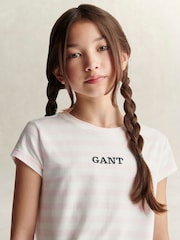 GANT Pink Stripe Cap Sleeve T-Shirt - Image 3 of 4