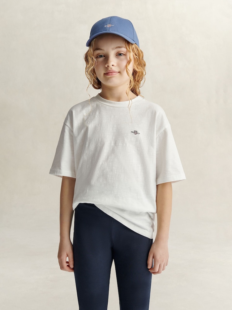 GANT White Shield Slub Short Sleeve T-Shirt - Image 5 of 5 GANT White Shield Slub Short Sleeve T-Shirt - Image 5 of 5