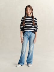 GANT Blue Shield Cable Knit Striped Jumper - Image 4 of 4