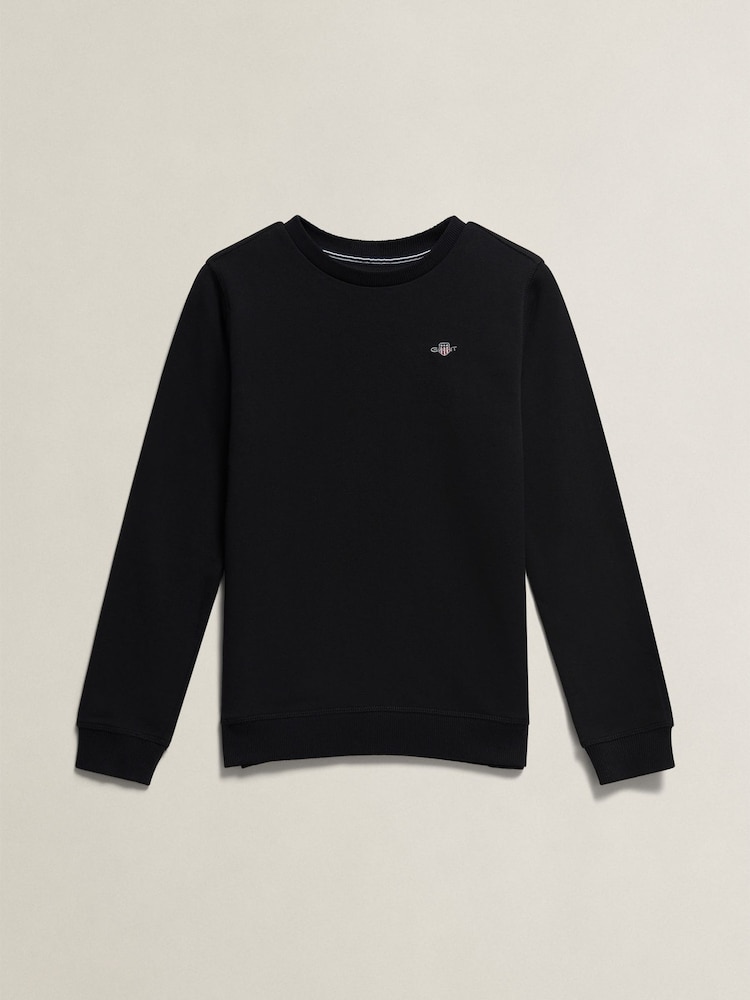 GANT Black Shield Crew Neck Sweatshirt - Image 1 of 2