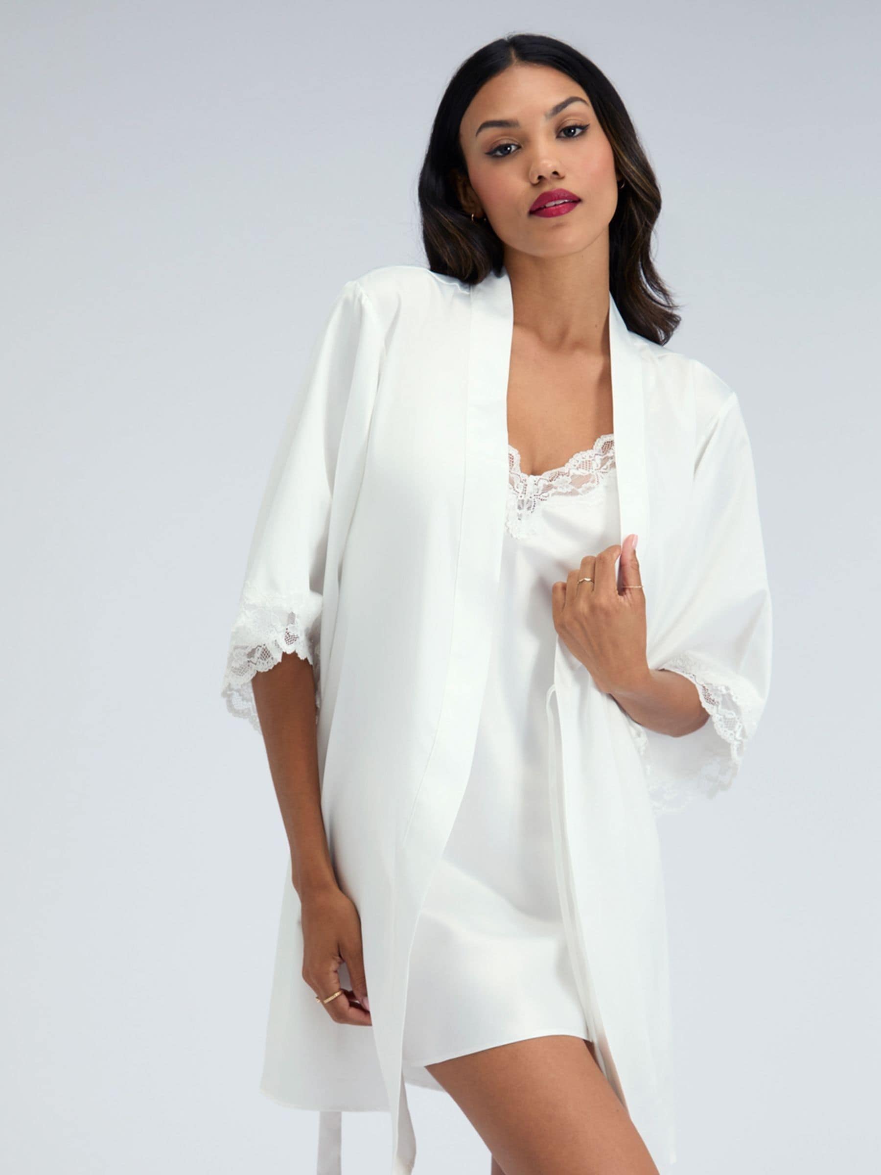 Buy Boux Avenue White Amelia Satin Short Robe from Next USA