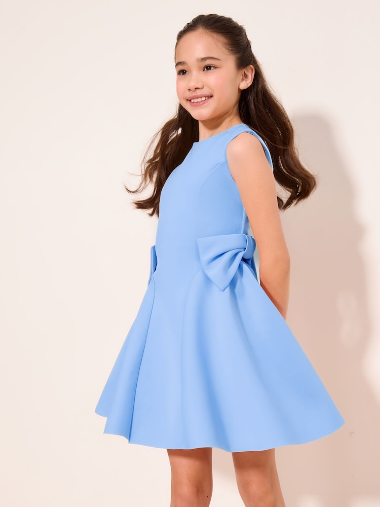 Lipsy Cornflower Blue Scuba Bow Mini Dress (5-16yrs) - Image 1 of 5 Lipsy Cornflower Blue Scuba Bow Mini Dress (5-16yrs) - Image 1 of 5