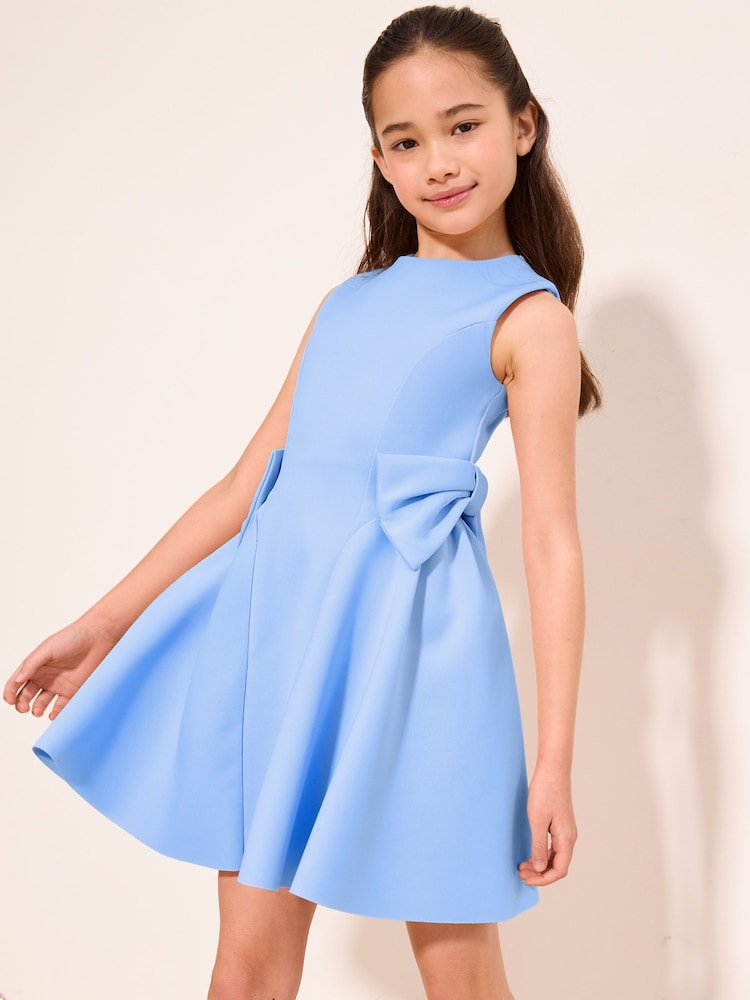 Lipsy Cornflower Blue Scuba Bow Mini Dress (5-16yrs) - Image 2 of 5 Lipsy Cornflower Blue Scuba Bow Mini Dress (5-16yrs) - Image 2 of 5