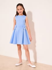 Lipsy Cornflower Blue Scuba Bow Mini Dress (5-16yrs) - Image 4 of 5