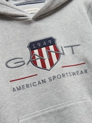 GANT Grey Archive Shield Hoodie - Image 2 of 2