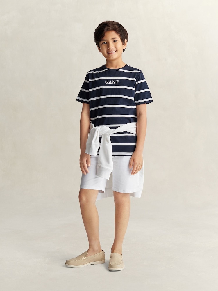 GANT Blue Graphic Stripe Short Sleeve T-Shirt - Image 4 of 4 GANT Blue Graphic Stripe Short Sleeve T-Shirt - Image 4 of 4