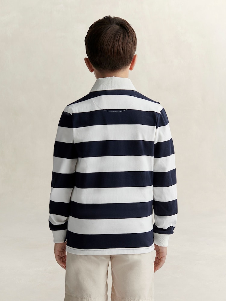 GANT Blue Shield Long Sleeve Rugby Polo Shirt - Image 2 of 4 GANT Blue Shield Long Sleeve Rugby Polo Shirt - Image 2 of 4