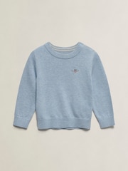 GANT Blue Shield Cotton Crew Neck Sweater - Image 1 of 3
