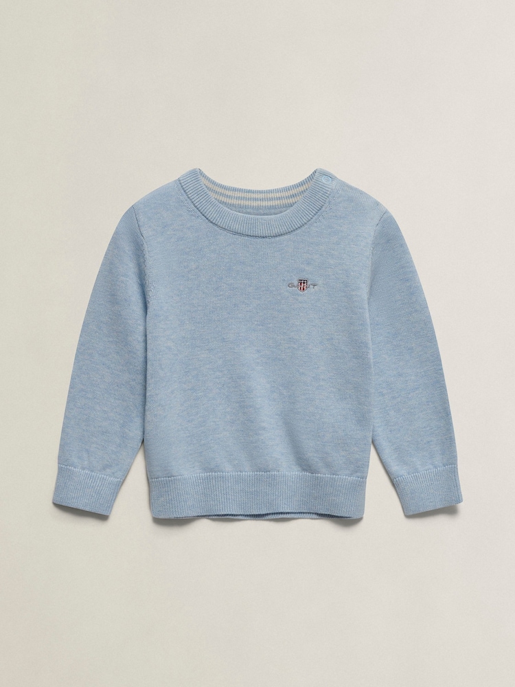 GANT Blue Shield Cotton Crew Neck Sweater - Image 1 of 3