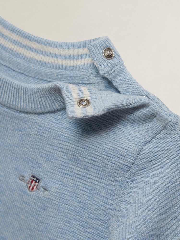 GANT Blue Shield Cotton Crew Neck Sweater - Image 3 of 3