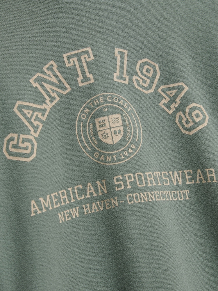 GANT Grey Collegiate Logo Hoodie - Image 2 of 2 GANT Grey Collegiate Logo Hoodie - Image 2 of 2