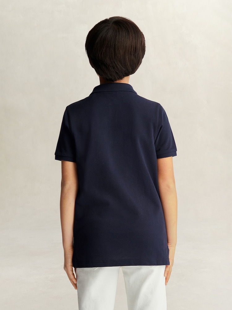 GANT Navy Blue Shield Pique Short Sleeve Polo Shirt - Image 2 of 6 GANT Navy Blue Shield Pique Short Sleeve Polo Shirt - Image 2 of 6