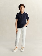 GANT Navy Blue Shield Pique Short Sleeve Polo Shirt - Image 4 of 6