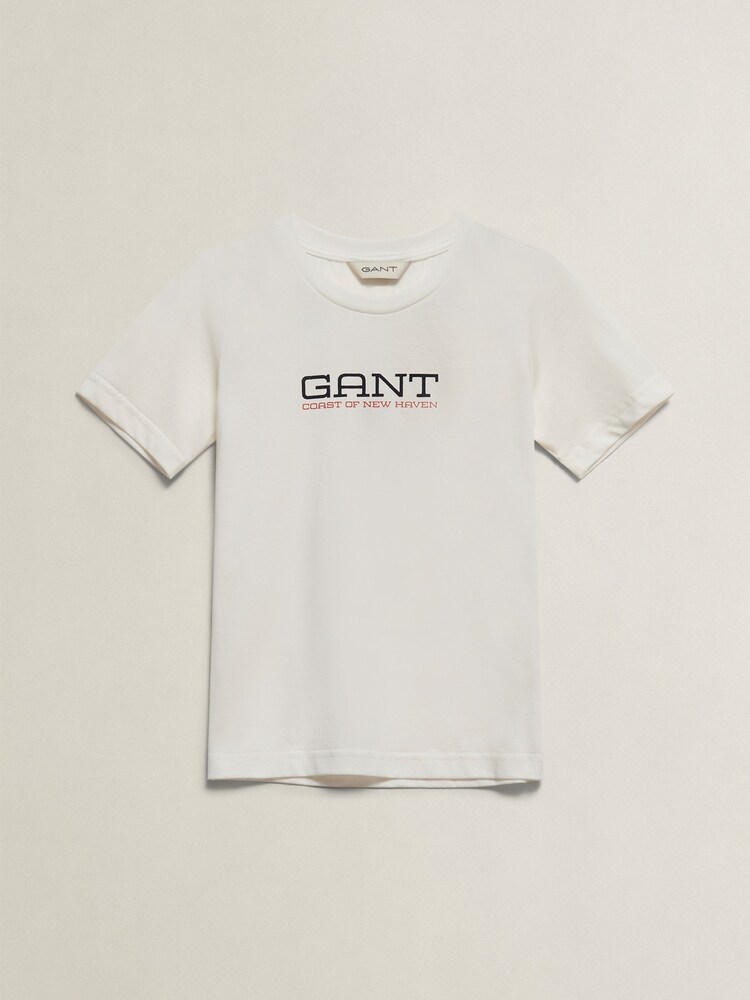 GANT White Gant Coastal Graphic Short Sleeve T-Shirt - Image 1 of 4