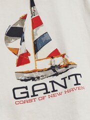 GANT White Gant Coastal Graphic Short Sleeve T-Shirt - Image 4 of 4