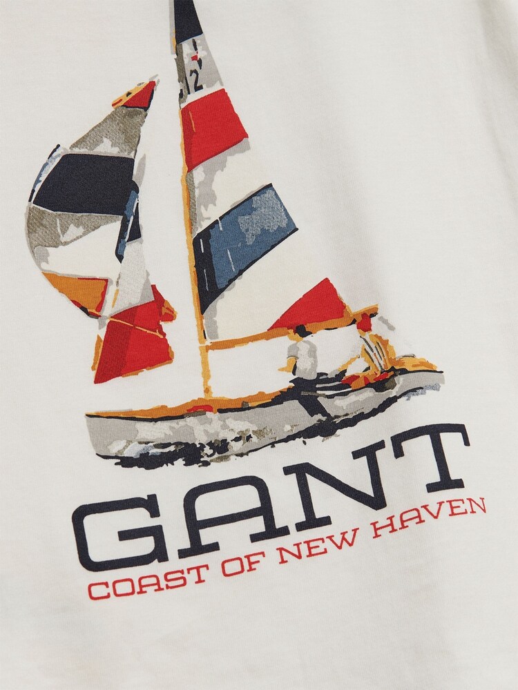 GANT White Gant Coastal Graphic Short Sleeve T-Shirt - Image 4 of 4