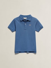 GANT Blue Shield Pique SS Polo Shirt - Image 1 of 2