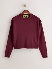 Burgundy Red - CERENE 2 in 1 Jumper with Tie Front Detail Scarf - Larawan 2 ng 13