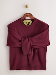 Burgundy Red - CERENE 2 in 1 Jumper with Tie Front Detail Scarf - Larawan 8 ng 13