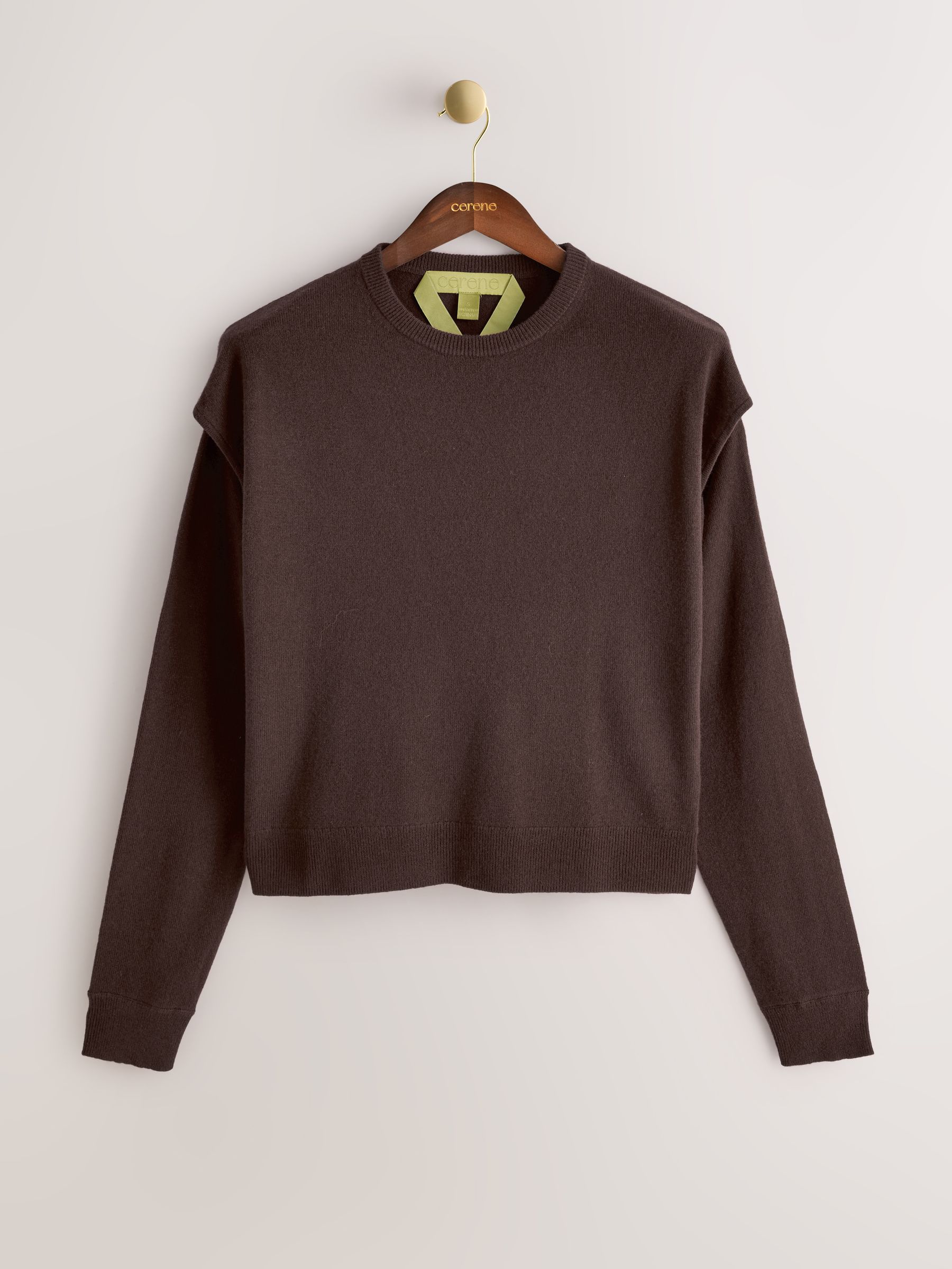 Buy CERENE Opal Chocolate Brown 100% Wool 2 in 1 Jumper with Tie