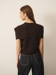 Chocolate Brown - CERENE 2 in 1 Jumper with Tie Front Detail Scarf - Larawan 6 ng 12