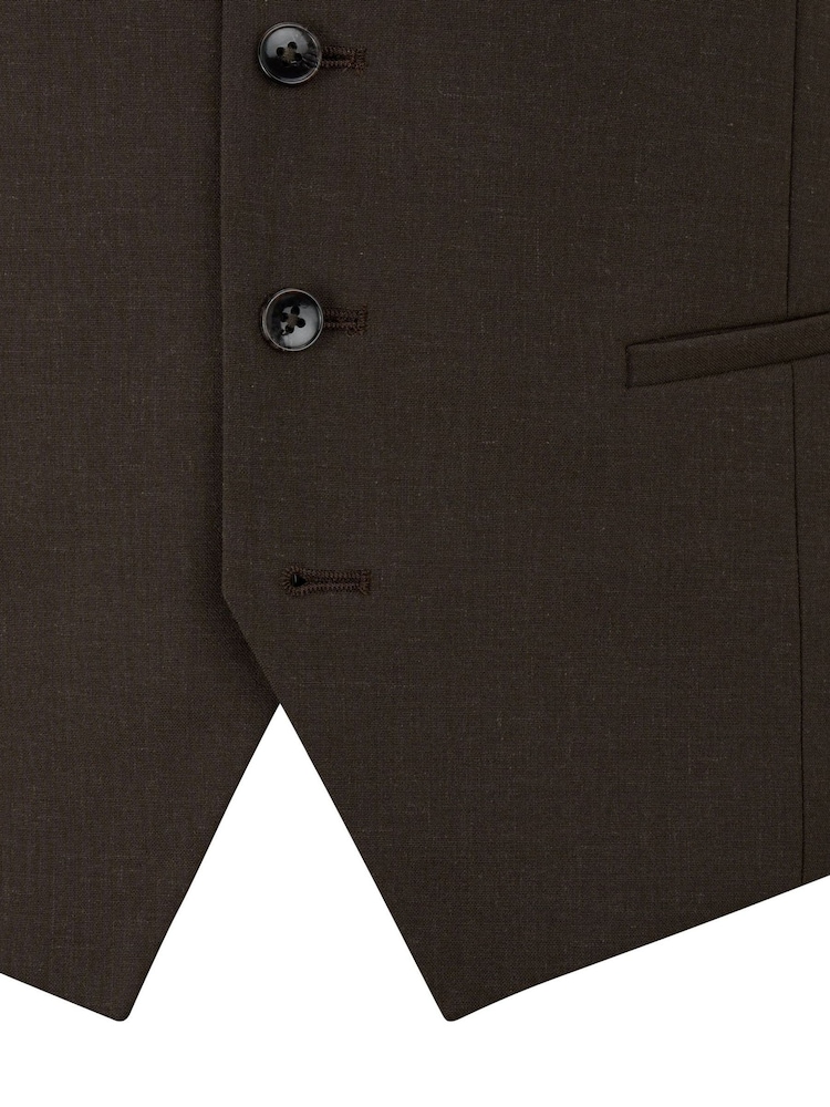Skopes Brown Corsica Linen Blend Suit Waistcoat - Image 4 of 4