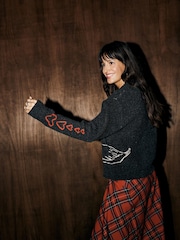 Rockett St George Charcoal Grey Swan Collared Cardigan - Image 5 of 5
