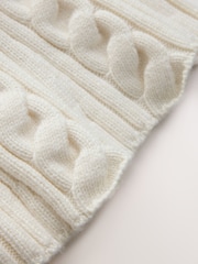 Крем - CERENE Cotton Ruffle Trim Cable Stitch Jumper - 11суретінің 11 суреті