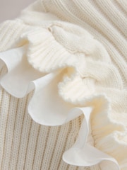 Крем - CERENE Cotton Ruffle Trim Cable Stitch Jumper - 11суретінің 7 суреті